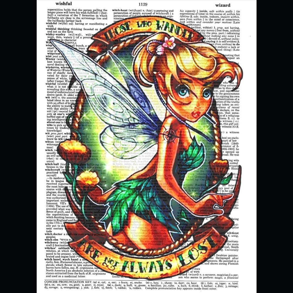 Tinkerbell Disney Princess Dictionary Art Print - Picture 1 of 5